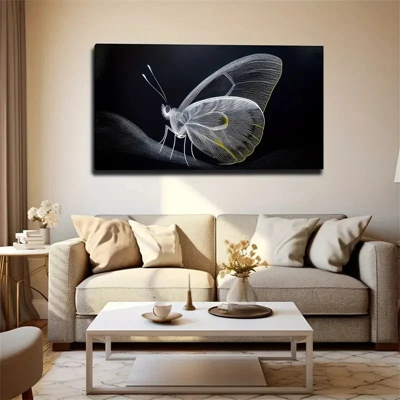 Fantastic Butterfly Black Wall Art Canvas Office Home Room Framed 120x60cm