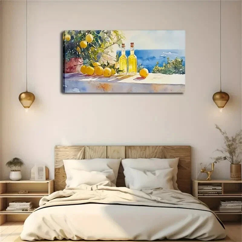 Two Bottles Of Lemonade Placed Wall Art Canvas Office Home Room Framed 120x60cm