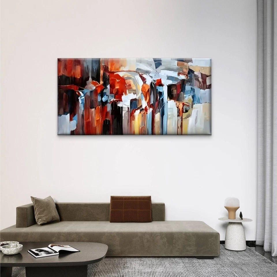 Modern Abstract Urban Wall Art Canvas Office Home Room Framed 80x45cm