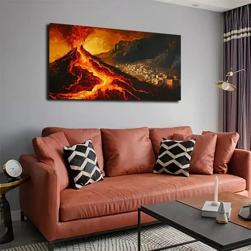 Hot Lava Gushing Out Nature Wall Art Canvas Office Home Room Framed 120x60cm
