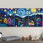 3pcs Starry Night Village Dark Moonlight Perfect Wall Art Set Canvas Framed 40x60cm - High Quality Print 100% Australian Made Wall Canvas Ready to Hang