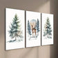 3pcs Reindeer in the Forest & Christmas Tree Wall Art Set Canvas Framed 40x60cm - High Quality Print 100% Australian Made Wall Canvas Ready to Hang
