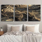 3pcs Abstract Black And Golden Fluid Decor Wall Art Set Canvas Framed 40x60cm - High Quality Print 100% Australian Made Wall Canvas Ready to Hang