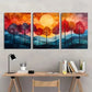 3pcs Abstract Tree Sunset Vibrant Geometric Metal Print Ready to Hang Art