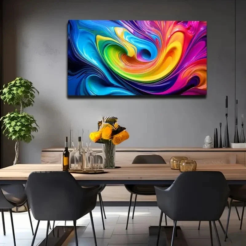 Swirling Colors Design In Blue Wall Art Canvas Office Home Room Framed 80x45cm