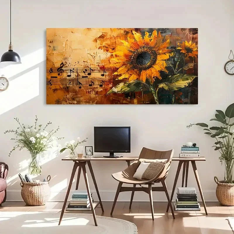 Abstract Musical Note Landscape Wall Art Canvas Office Home Room Framed 120x60cm