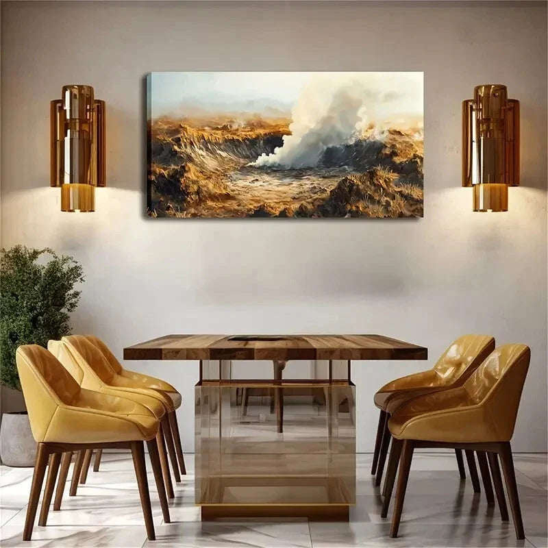 Smoke Rising From Above Wall Art Canvas Office Home Room Framed 120x60cm