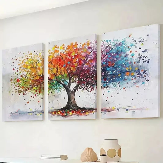 3pcs Ink Abstract Landscape Colorful Trees Wall Art Set Canvas Framed 40x60cm - High Quality Print 100% Australian Made Wall Canvas Ready to Hang