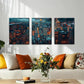 3pcs Night Cityscape Glowing Urban Sky Perfect Wall Art Set Canvas Framed 40x60cm - High Quality Print 100% Australian Made Wall Canvas Ready to Hang