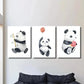 3pcs Panda with Bamboo Balloon & Dessert Wall Art Set Canvas Framed 40x60cm - High Quality Print 100% Australian Made Wall Canvas Ready to Hang