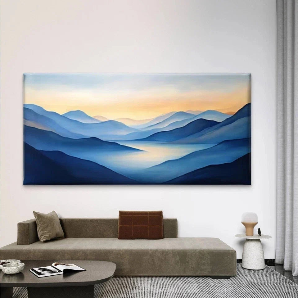 Abstract Mountain Scenery Wall Art Canvas Office Home Room Framed 80x45cm