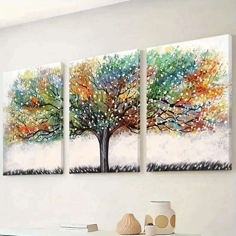 3pcs  Modern Colorful Abstract Tree of Life Wall Art Set Canvas Framed 40x60cm - High Quality Print 100% Australian Made Wall Canvas Ready to Hang