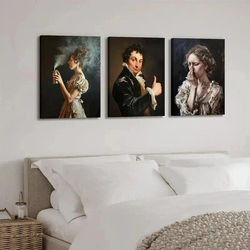 3pcs Victorian Style Modern Portrait Paintings Wall Art Set Canvas Framed 40x60cm - High Quality Print 100% Australian Made Wall Canvas Ready to Hang