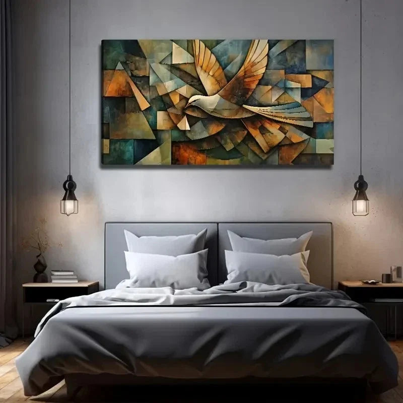 Abstract Bird Modern Vibrant Wall Art Canvas Office Home Room Framed 120x60cm