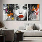 3pcs Modern Woman Face with Colorful Splashes Metal Print Ready to Hang Art