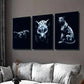 3pcs Black and White Leopard Portraits Wall Art Set Canvas Framed 40x60cm - High Quality Print 100% Australian Made Wall Canvas Ready to Hang