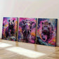 3pcs Colorful Bear Elephant And Leopard Wall Art Set Canvas Framed 40x60cm - High Quality Print 100% Australian Made Wall Canvas Ready to Hang