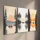 3pcs Sunset Lake Forest Wall Art Set Canvas Framed 40x60cm - High Quality Print 100% Australian Made Wall Canvas Ready to Hang