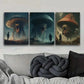 3pcs Mushroom monster Art Painting Metal Print Ready to Hang Art