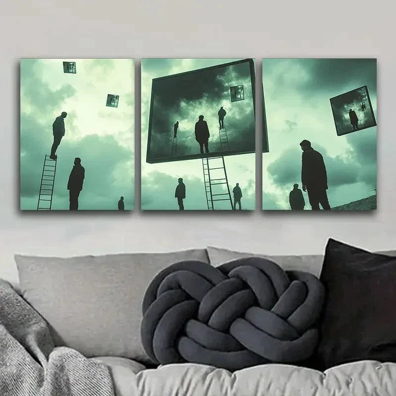 3pcs Surreal film, Art Painting Metal Print Ready to Hang Art