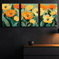 3pcs Beautiful Rolled Orange Floral Perfect Wall Art Set Canvas Framed 40x60cm - High Quality Print 100% Australian Made Wall Canvas Ready to Hang