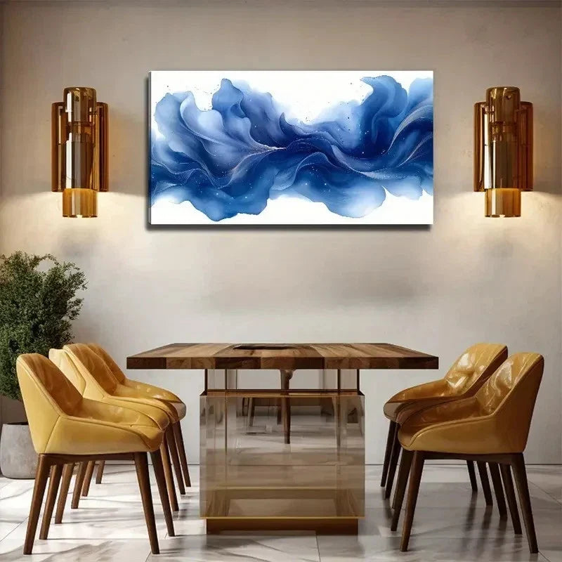 Blue Painting Conference Wall Art Canvas Office Home Room Framed 120x60cm