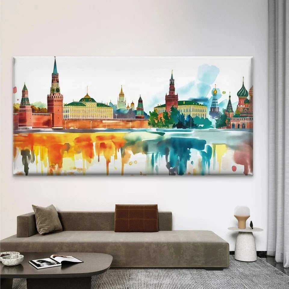 City Skyline Architecture Wall Art Canvas Office Home Room Framed 80x45cm