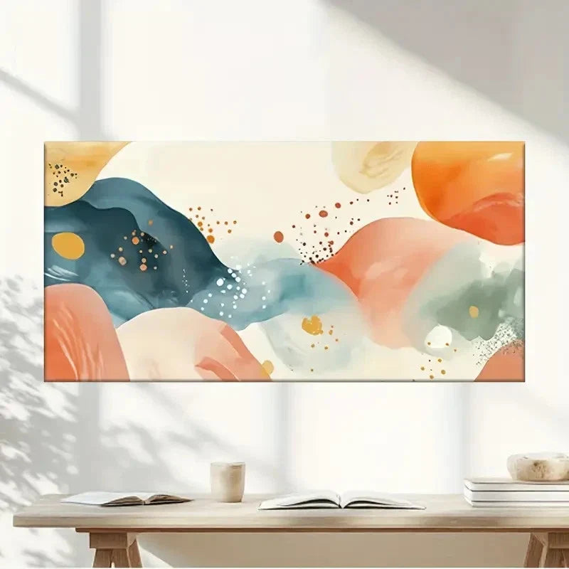 Colored Abstract Shapes Wall Art Canvas Office Home Room Framed 80x45cm