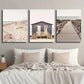 3pcs Sand Dunes & Seaside Hut Landscape Wall Art Set Canvas Framed 40x60cm - High Quality Print 100% Australian Made Wall Canvas Ready to Hang