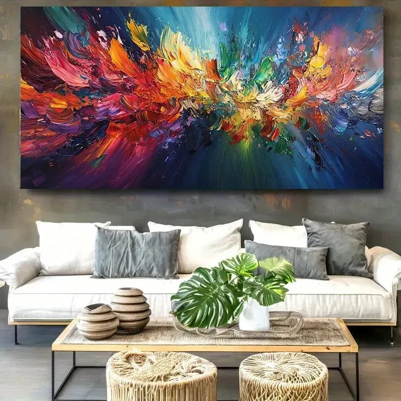 Colorful Modern Minimalist Wall Art Canvas Office Home Room Framed 120x60cm