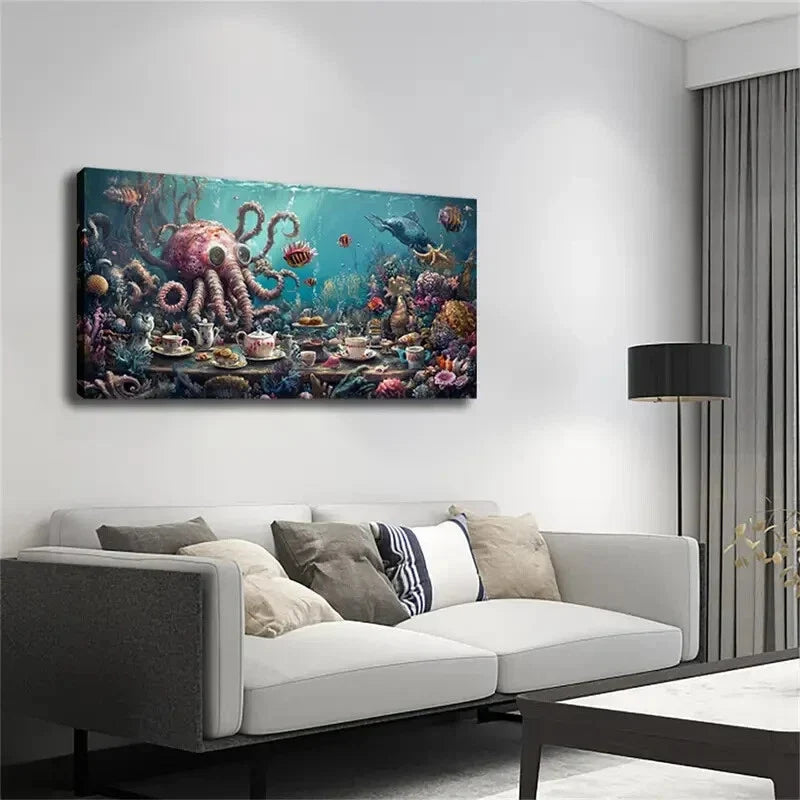 Extra Large Abstract Octopus Wall Art Canvas Office Home Room Framed 120x60cm