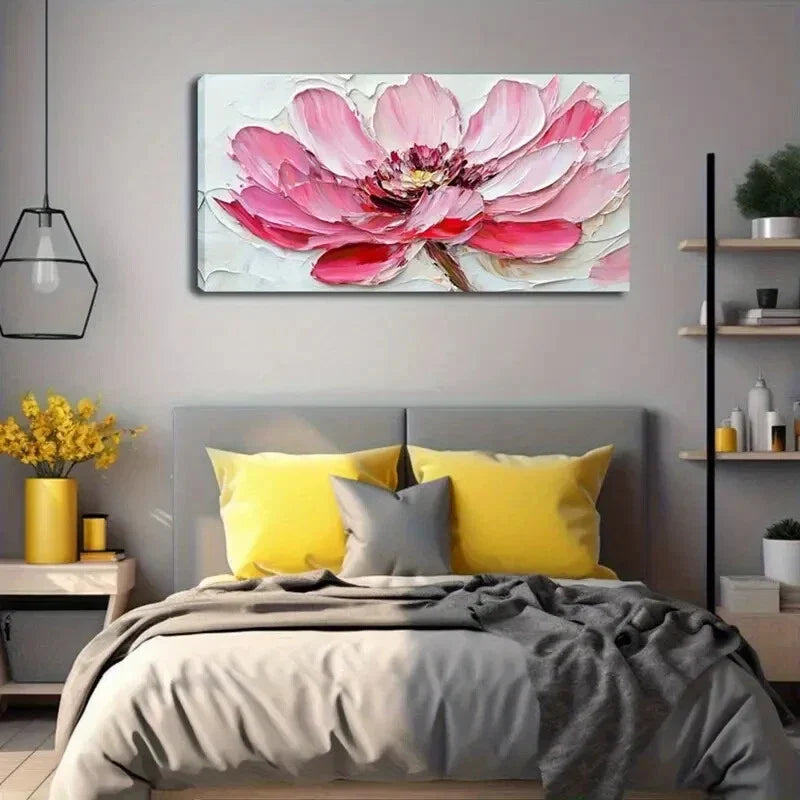 Elegant Pink Peony Watercolor Wall Art Canvas Office Home Room Framed 120x60cm