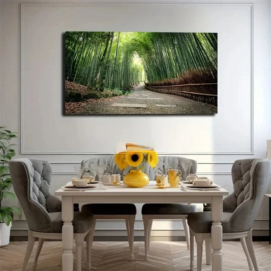Serene Bamboo Forest Wall Art Canvas Office Home Room Framed 120x60cm
