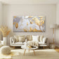 Golden Abstract Leaf Texture Wall Art Canvas Office Home Room Framed 120x60cm
