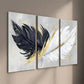 3pcs Abstract Black And White Golden Feather Wall Art Set Canvas Framed 40x60cm - High Quality Print 100% Australian Made Wall Canvas Ready to Hang