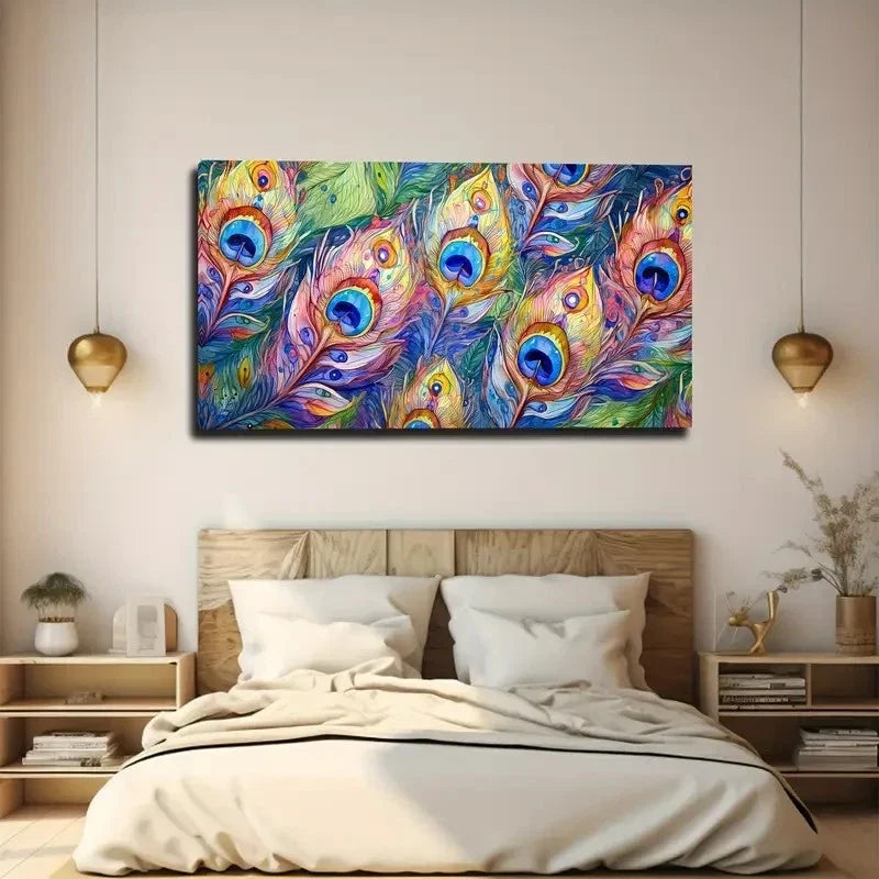 Style Peacock Coat Wall Art Canvas Office Home Room Framed 80x45cm