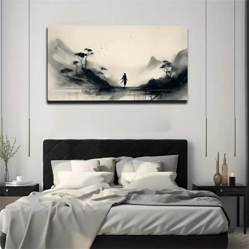 Harmonious Ink Painting Wall Art Canvas Office Home Room Framed 120x60cm