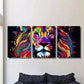 3pcs Colored Mane of a Majestic Lion Wall Art Set Canvas Framed 40x60cm - High Quality Print 100% Australian Made Wall Canvas Ready to Hang