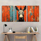 3pcs Vibrant Teal & White Abstract Donkey Metal Print Ready to Hang Art