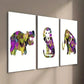 3pcs Abstract Hippo Lion Zebra Elephant Wall Art Set Canvas Framed 40x60cm - High Quality Print 100% Australian Made Wall Canvas Ready to Hang