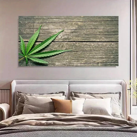 Green Leaf Design Nordic Wall Art Canvas Office Home Room Framed 120x60cm