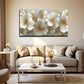 Beige & Golden Flower Painting Wall Art Canvas Office Home Room Framed 80x45cm