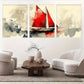 3pcs Modern Vertical Abstract Sailing Ship  Wall Art Set Canvas Framed 40x60cm - High Quality Print 100% Australian Made Wall Canvas Ready to Hang