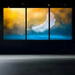 3pcs Modern Feather Golden Blue White Wing Metal Print Ready to Hang Art