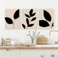 3pcs Neutral Tones with Black Leaves & Flowers Wall Art Set Canvas Framed 40x60cm - High Quality Print 100% Australian Made Wall Canvas Ready to Hang