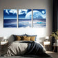 3pcs Peaceful Ocean And Moonlight Sky Metal Print Ready to Hang Art