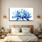 Elegant Light Blue Floral Wall Art Canvas Office Home Room Framed 80x45cm