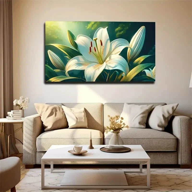 Rich Lily Suitable Wall Art Canvas Office Home Room Framed 80x45cm