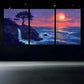 3pcs Sea Sunset Tree Waves Stones Metal Print Ready to Hang Art