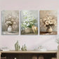 3pcs Elegant Flower Vase Vintage Metal Print Ready to Hang Art